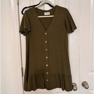 Forest Green Button Down Dress (M)